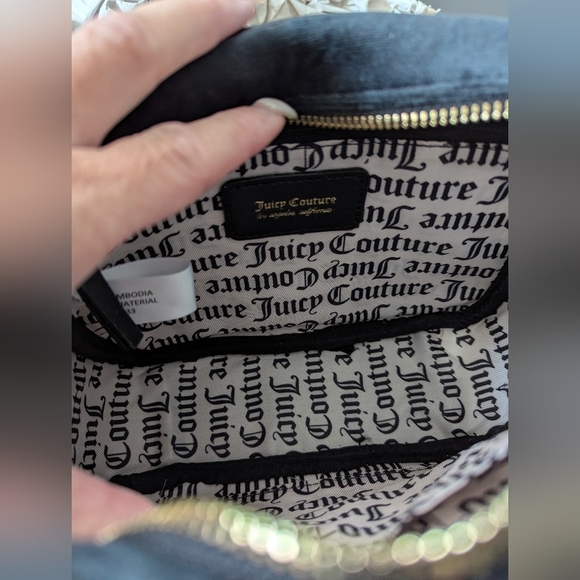 NWT Juicy Couture Black Velvet/Velour Liquorice Obsession Crossbody/Shoulder Bag - Picture 11 of 16
